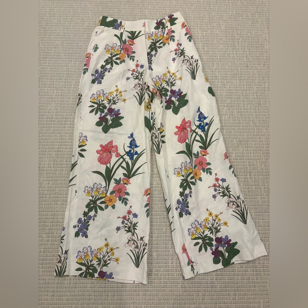 Boden linen pants NWT Kensington linen pants 8 Wide-Leg Floral current $220 - Picture 3 of 14